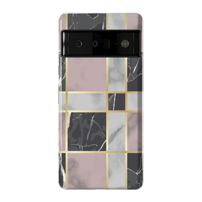 Pixel 6 Pro StrongFit Marble Repeat Marbling Surface with Gold by ArtsCase