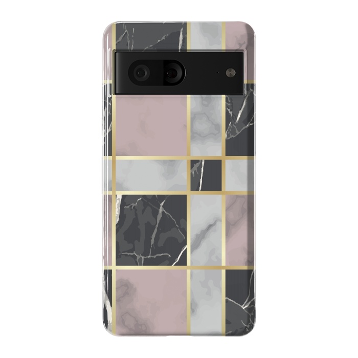 Pixel 7 StrongFit Marble Repeat Marbling Surface with Gold by ArtsCase