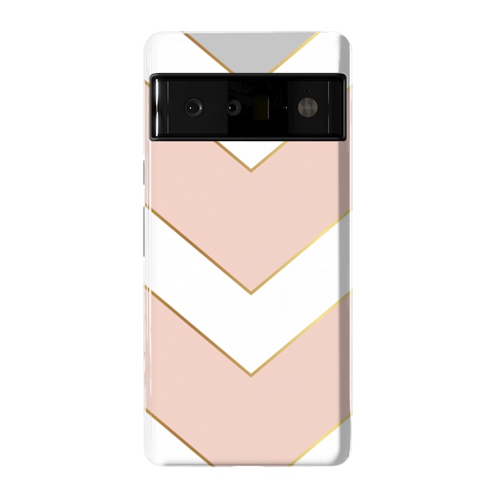 Pixel 6 Pro StrongFit Marble with Geometric Design Golden I by ArtsCase