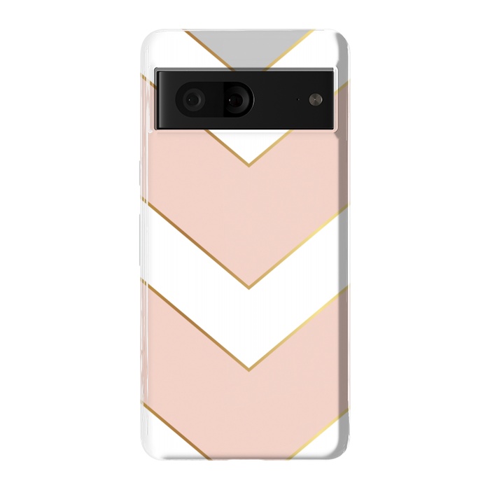 Pixel 7 StrongFit Marble with Geometric Design Golden I by ArtsCase