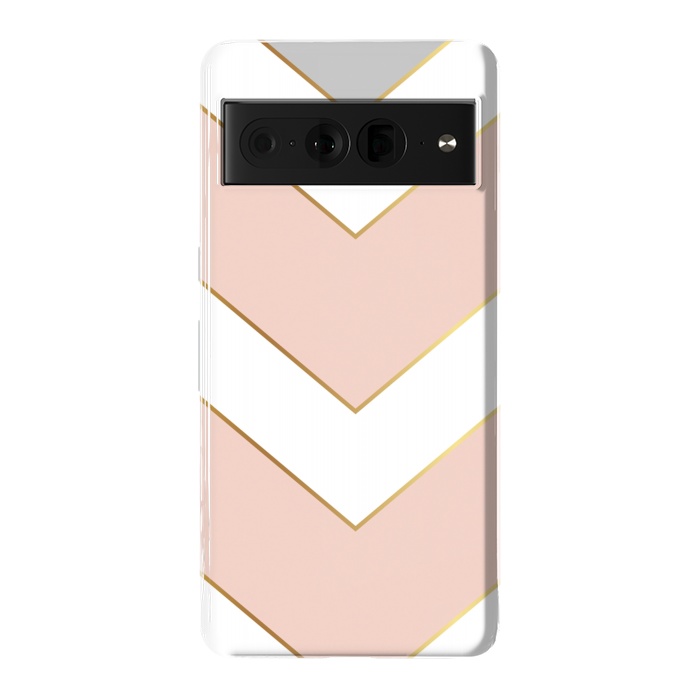 Pixel 7 Pro StrongFit Marble with Geometric Design Golden I by ArtsCase