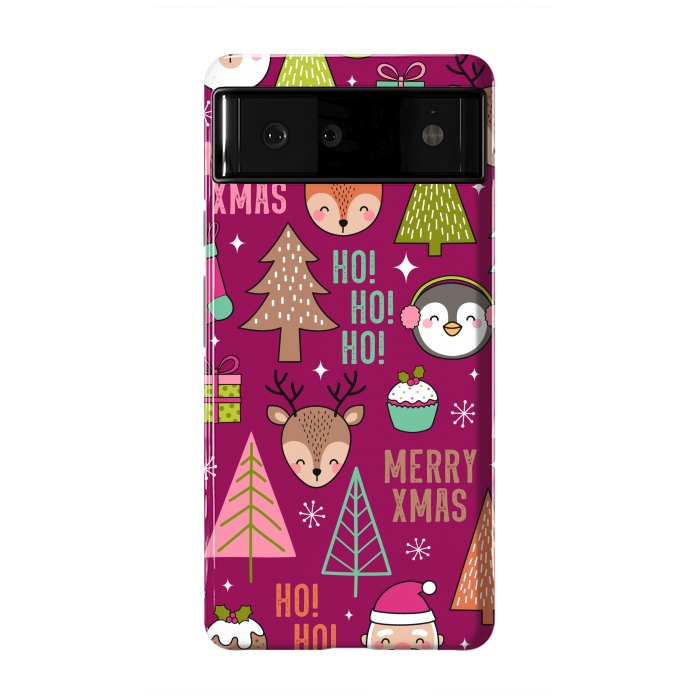 Pixel 6 StrongFit Pine Trees and Christmas Elements Seamless Pattern by ArtsCase