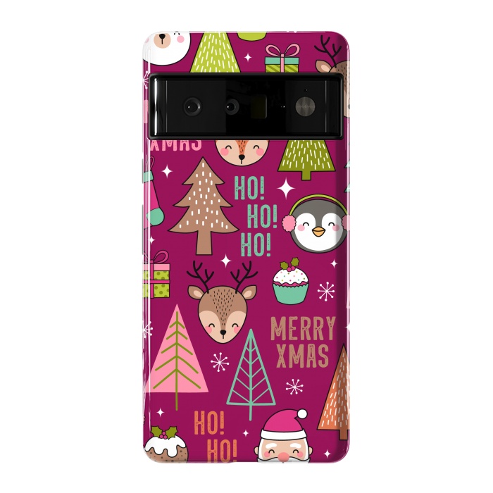Pixel 6 Pro StrongFit Pine Trees and Christmas Elements Seamless Pattern by ArtsCase