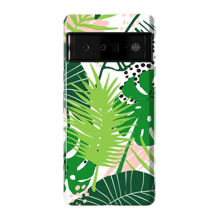 Pixel 6 Pro StrongFit Seamless Exotic Pattern with Green Tropical Leaves by ArtsCase