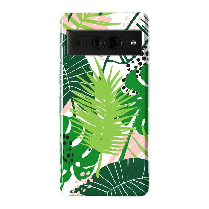 Pixel 7 Pro StrongFit Seamless Exotic Pattern with Green Tropical Leaves by ArtsCase