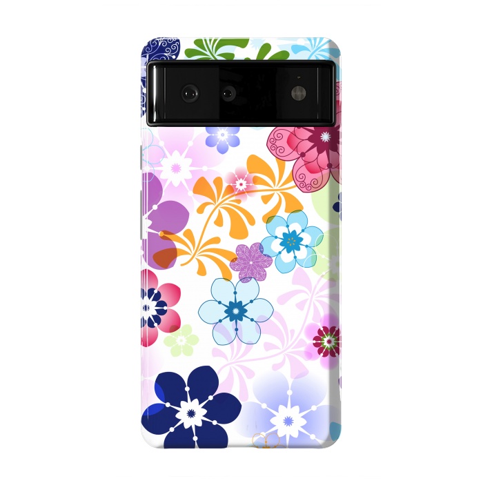 Pixel 6 StrongFit Spring Colorful Seamless Floral Pattern with Transparent Flowers I by ArtsCase