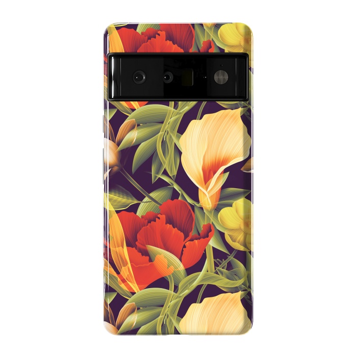 Pixel 6 Pro StrongFit Seamless Tropical Flower Plant and Leaf Pattern by ArtsCase