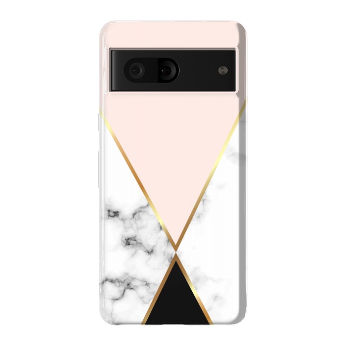 Pixel 7 StrongFit Vector Marble Geometric Background with Black and Gold Triangles by ArtsCase