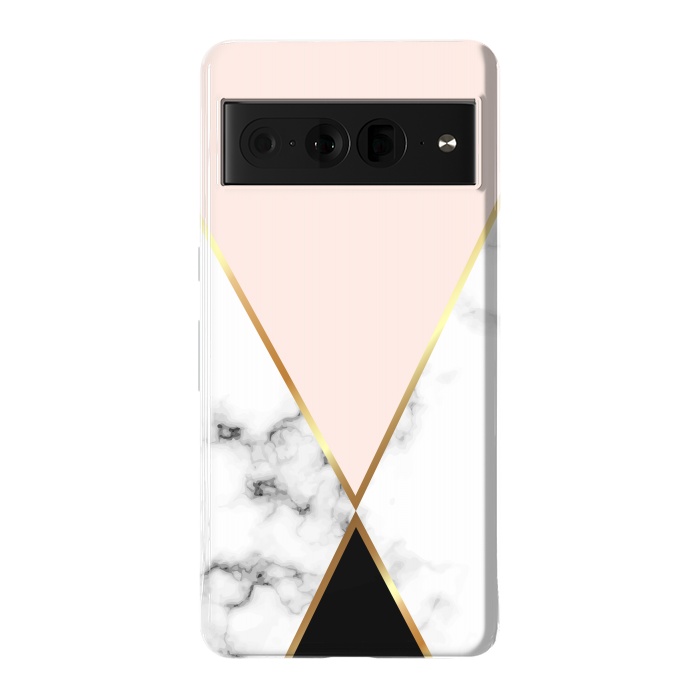 Pixel 7 Pro StrongFit Vector Marble Geometric Background with Black and Gold Triangles by ArtsCase