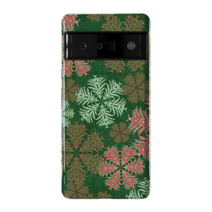 Pixel 6 Pro StrongFit Xmas Snowflakes Red & Green by Lotti Brown