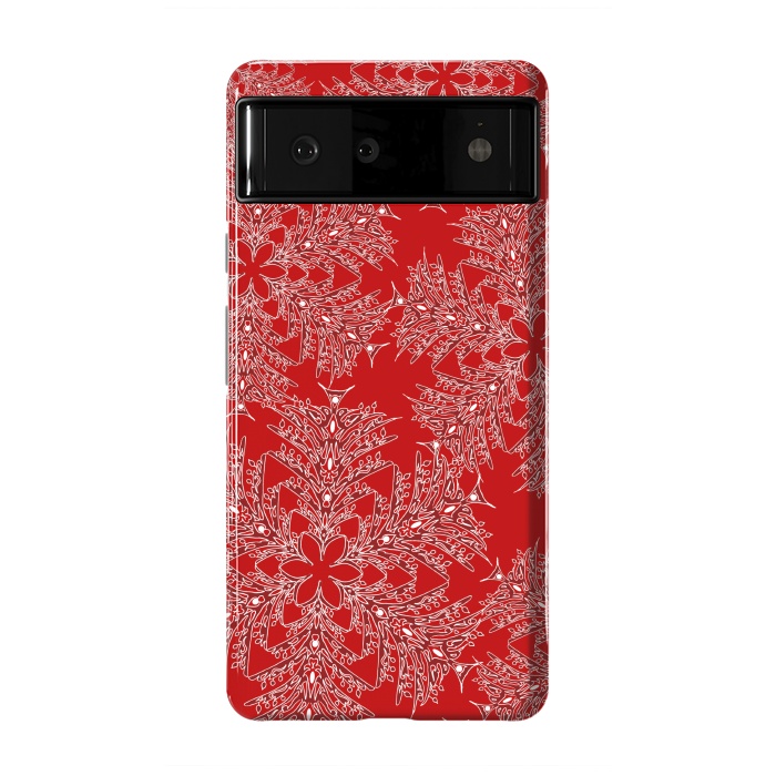Pixel 6 StrongFit Holiday Mandalas (Red/White) by Lotti Brown