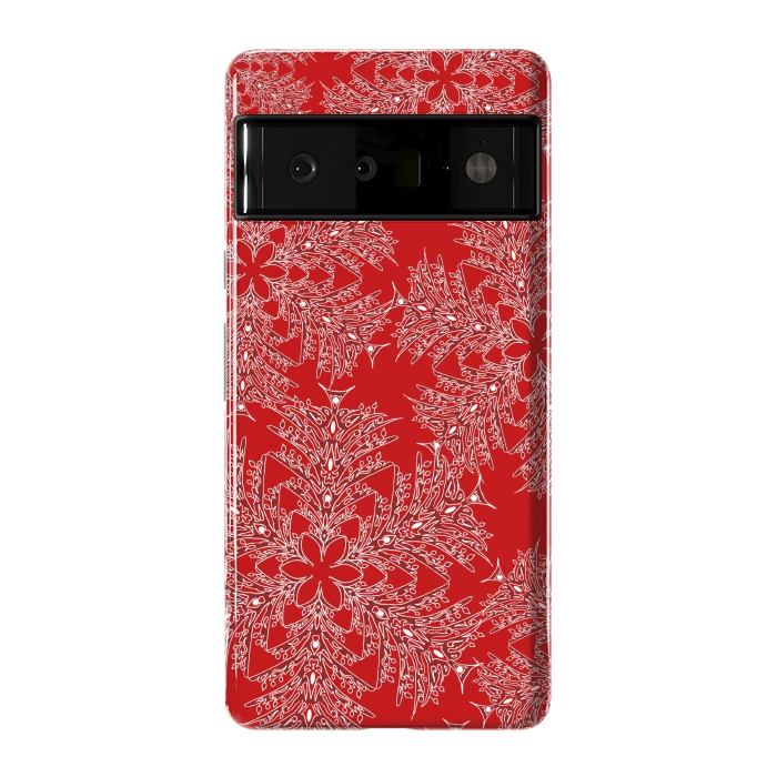 Pixel 6 Pro StrongFit Holiday Mandalas (Red/White) by Lotti Brown