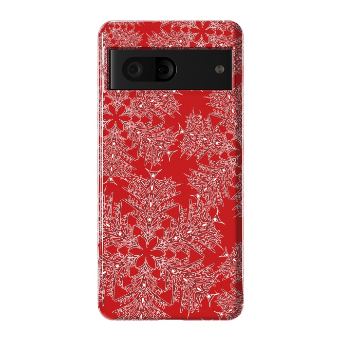 Pixel 7 StrongFit Holiday Mandalas (Red/White) by Lotti Brown