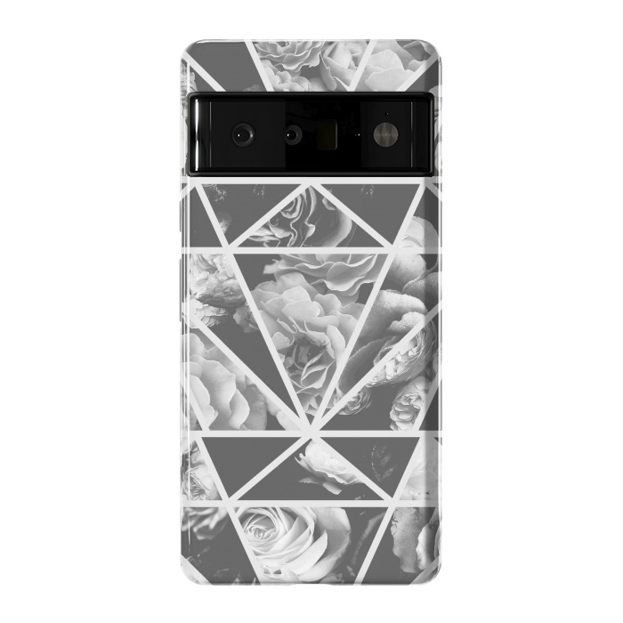 Pixel 6 Pro StrongFit Gray rose petals geo collage by Oana 
