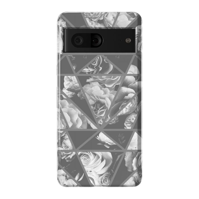 Pixel 7 StrongFit Gray rose petals geo collage by Oana 