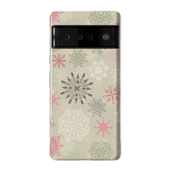Pixel 6 Pro StrongFit Christmas Snowflakes on Light Green by Paula Ohreen