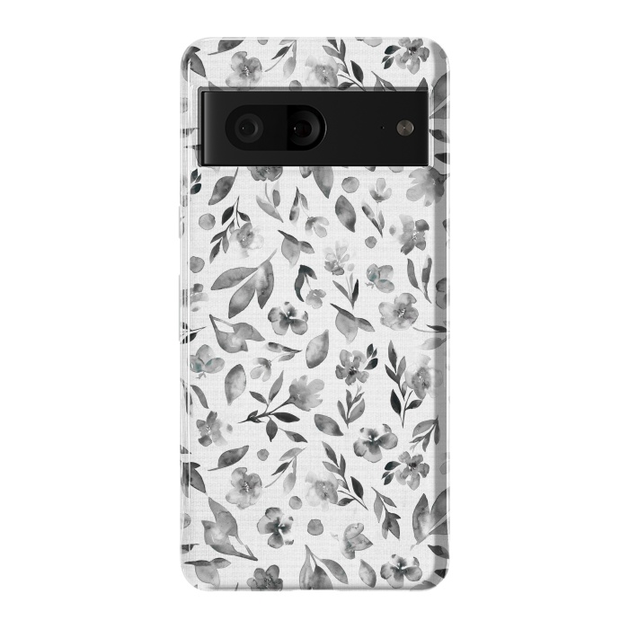 Pixel 7 StrongFit Watercolor Textured Floral Toss - Black and White by Paula Ohreen