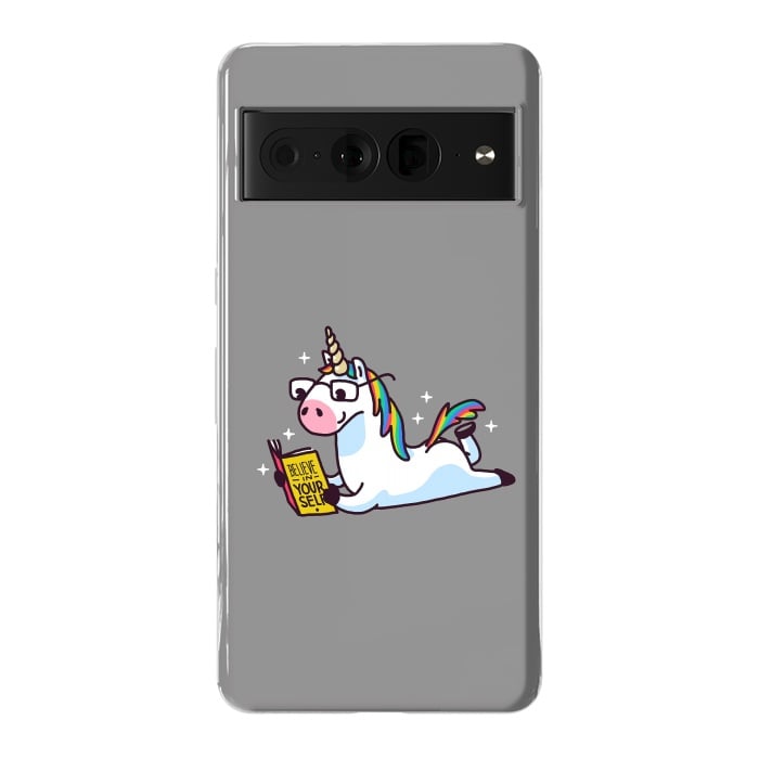 Pixel 7 Pro StrongFit Unicorn Reading Book Believe in Yourself Floor by Vó Maria