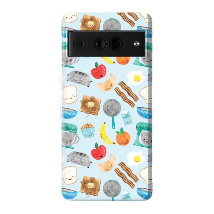 Pixel 7 Pro StrongFit Happy and Cute Breakfast Foods by Noonday Design