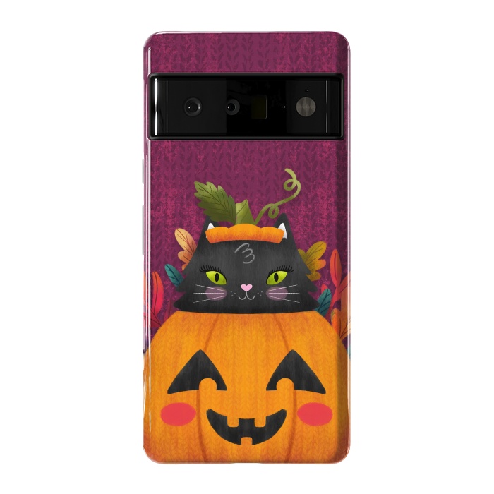 Pixel 6 Pro StrongFit Pumpkin Kitty Peekaboo by Noonday Design