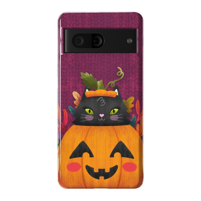 Pixel 7 StrongFit Pumpkin Kitty Peekaboo by Noonday Design