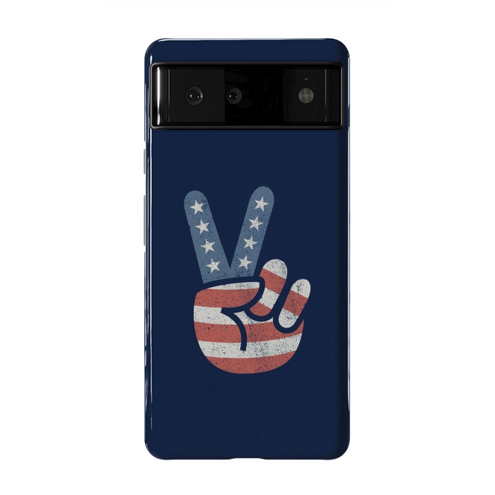 Pixel 6 StrongFit Peace Love Hand USA Flag Vintage Solid by Vó Maria