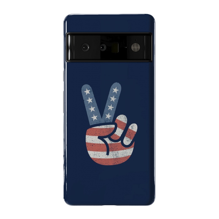 Pixel 6 Pro StrongFit Peace Love Hand USA Flag Vintage Solid by Vó Maria