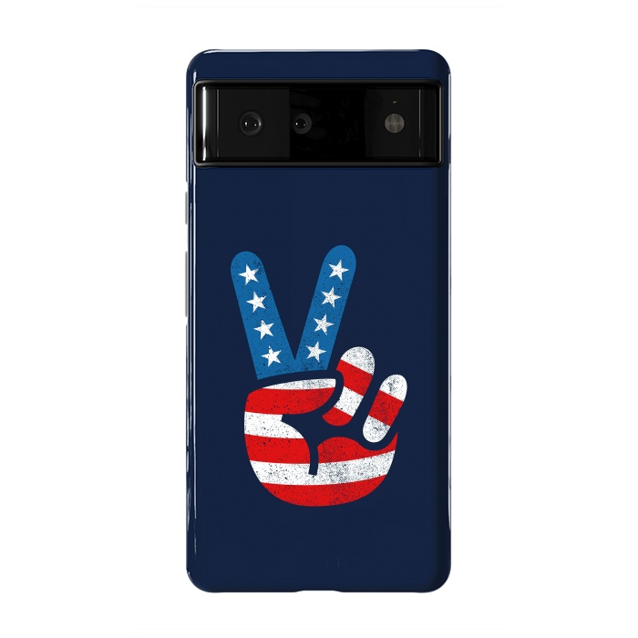 Pixel 6 StrongFit Peace Love Hand USA Flag Vintage Solid 2 by Vó Maria
