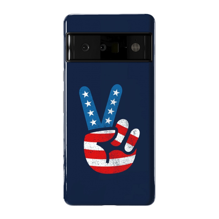 Pixel 6 Pro StrongFit Peace Love Hand USA Flag Vintage Solid 2 by Vó Maria