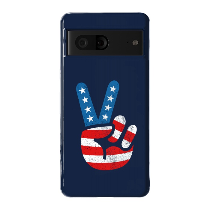Pixel 7 StrongFit Peace Love Hand USA Flag Vintage Solid 2 by Vó Maria