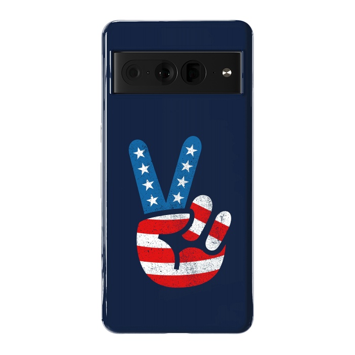 Pixel 7 Pro StrongFit Peace Love Hand USA Flag Vintage Solid 2 by Vó Maria