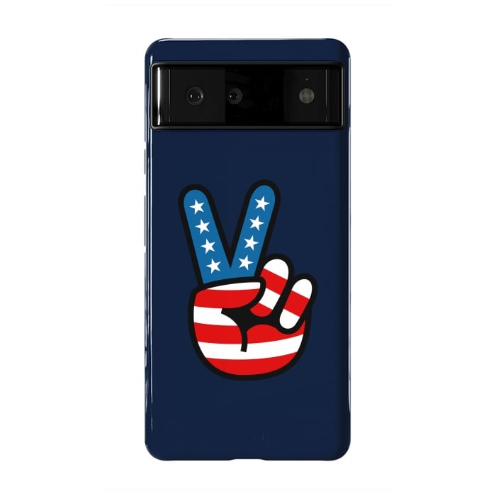 Pixel 6 StrongFit Peace Love Hand USA Flag Vintage Solid 3 by Vó Maria