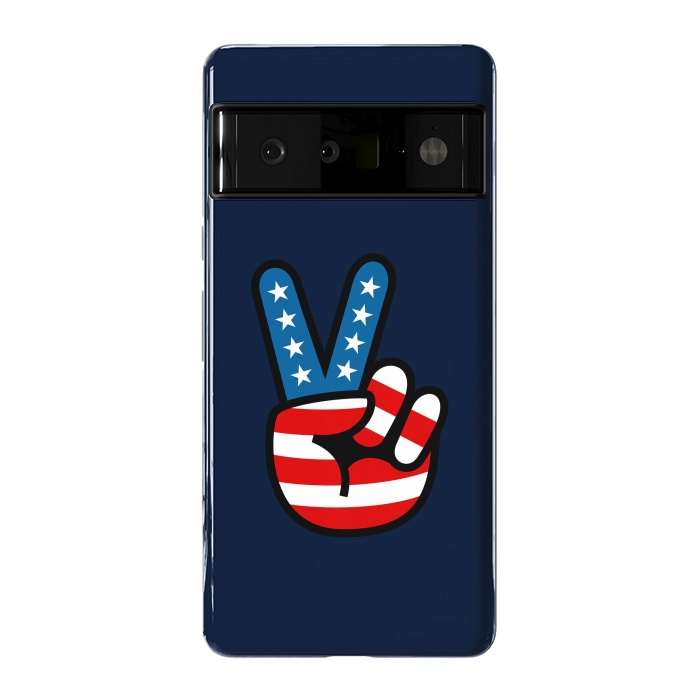 Pixel 6 Pro StrongFit Peace Love Hand USA Flag Vintage Solid 3 by Vó Maria