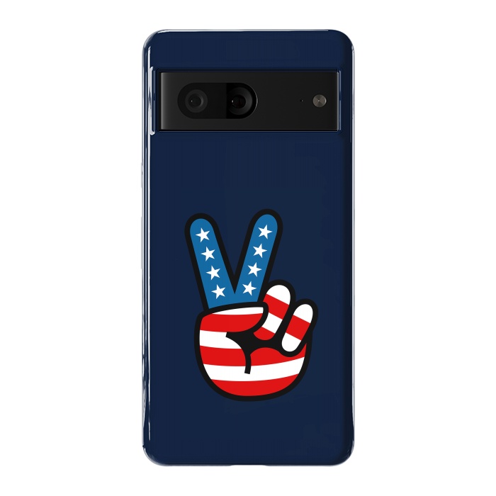 Pixel 7 StrongFit Peace Love Hand USA Flag Vintage Solid 3 by Vó Maria