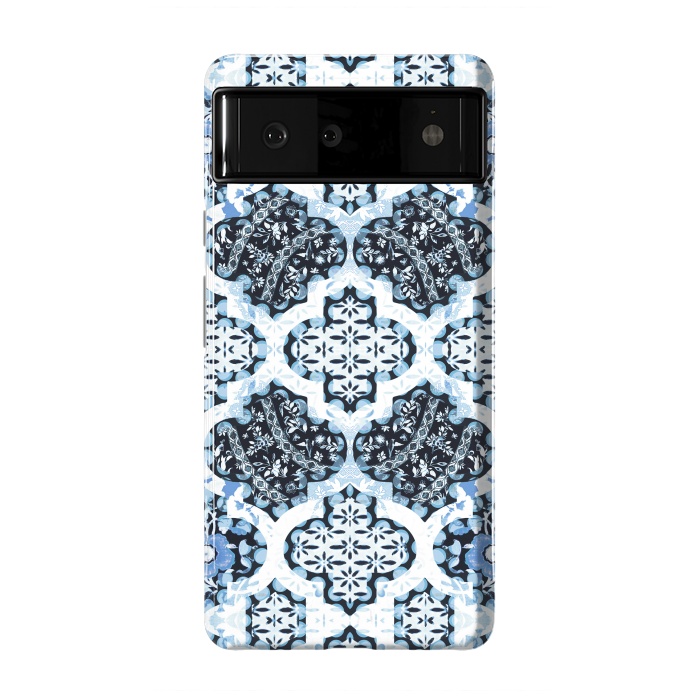 Pixel 6 StrongFit Blue white Moroccan decorative mosaic by Oana 