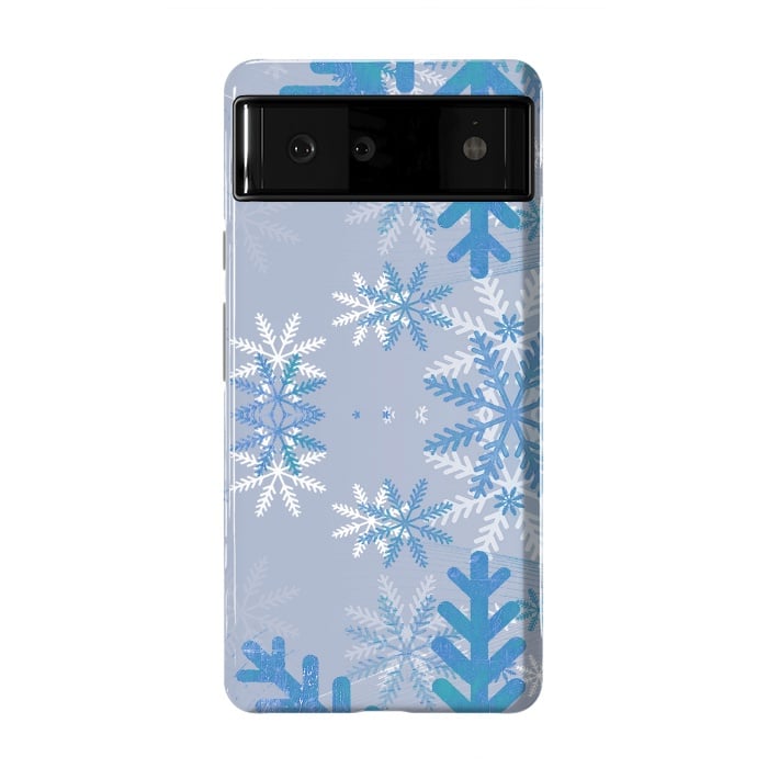 Pixel 6 StrongFit Baby blue snowflakes Christmas pattern by Oana 