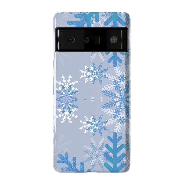 Pixel 6 Pro StrongFit Baby blue snowflakes Christmas pattern by Oana 