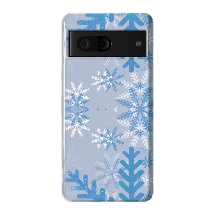 Pixel 7 StrongFit Baby blue snowflakes Christmas pattern by Oana 