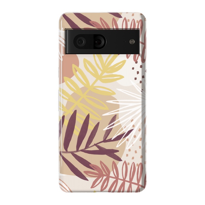 Pixel 7 StrongFit Modern tropical leaves and spots - terracotta by Oana 