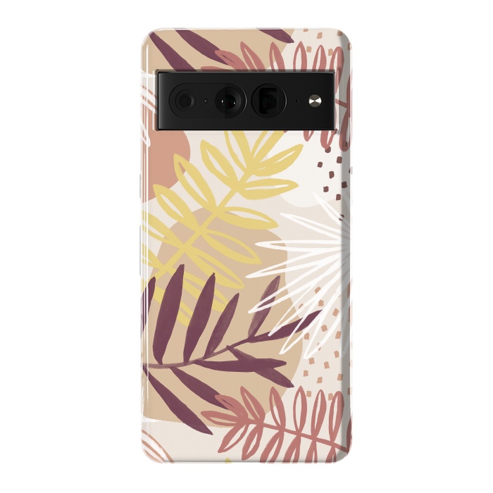 Pixel 7 Pro StrongFit Modern tropical leaves and spots - terracotta by Oana 