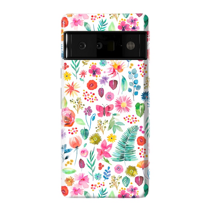 Pixel 6 Pro StrongFit Colorful Botanical Plants and Flowers by Ninola Design