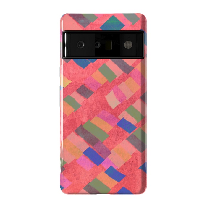 Pixel 6 Pro StrongFit Abstract art pink design by Josie