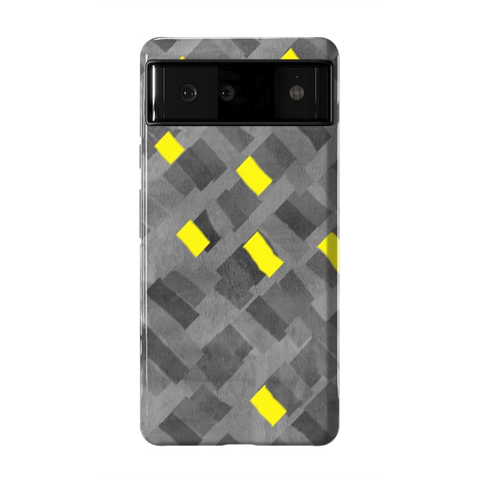 Pixel 6 StrongFit Grey and Yellow abstracts by Josie