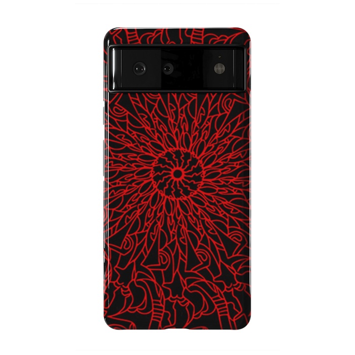 Pixel 6 StrongFit Red Mandala intricate pattern by Josie