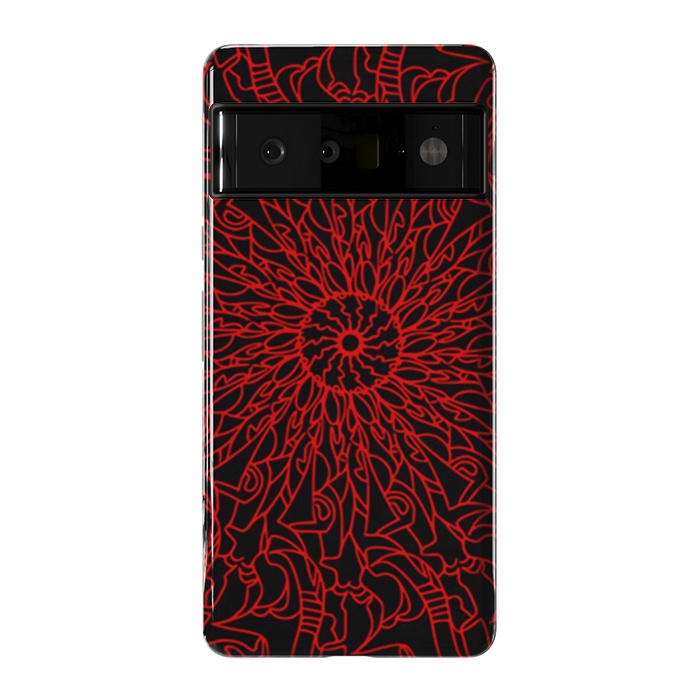 Pixel 6 Pro StrongFit Red Mandala intricate pattern by Josie