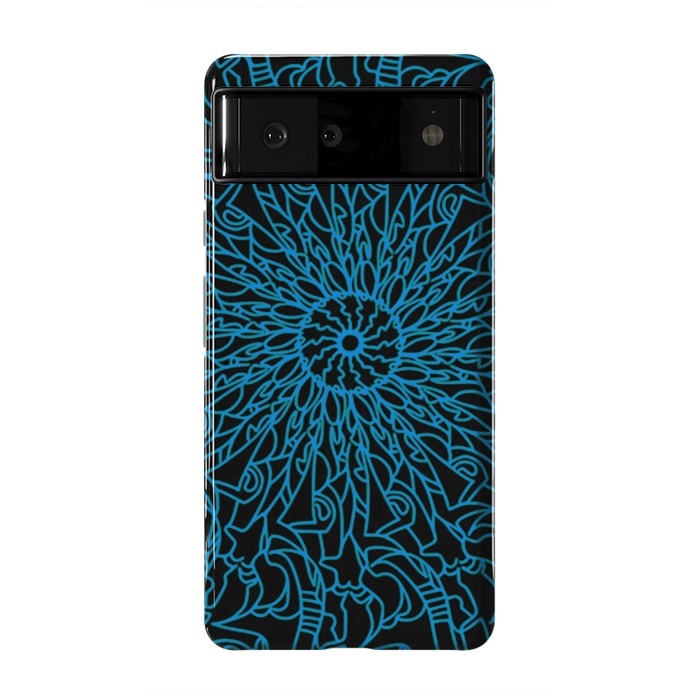 Pixel 6 StrongFit Blue intricate pattern floral mandala geometry by Josie