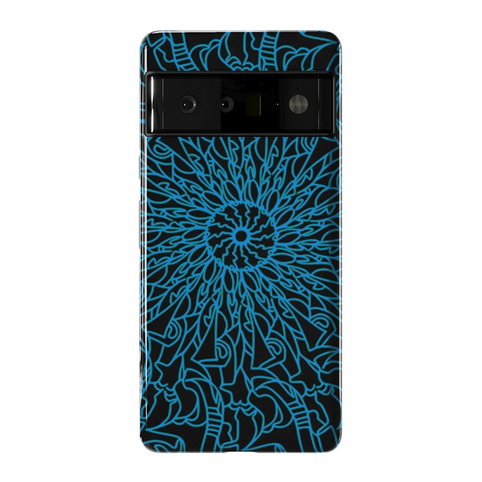 Pixel 6 Pro StrongFit Blue intricate pattern floral mandala geometry by Josie
