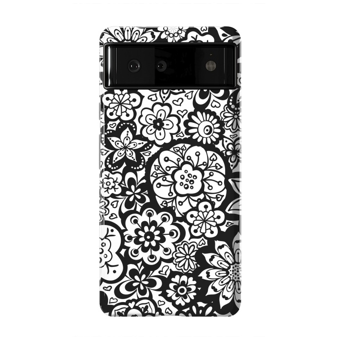 Pixel 6 StrongFit Beautiful Bouquet of Blooms-Black and White by Paula Ohreen