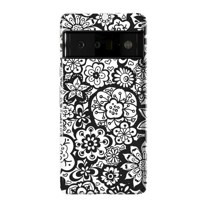 Pixel 6 Pro StrongFit Beautiful Bouquet of Blooms-Black and White by Paula Ohreen