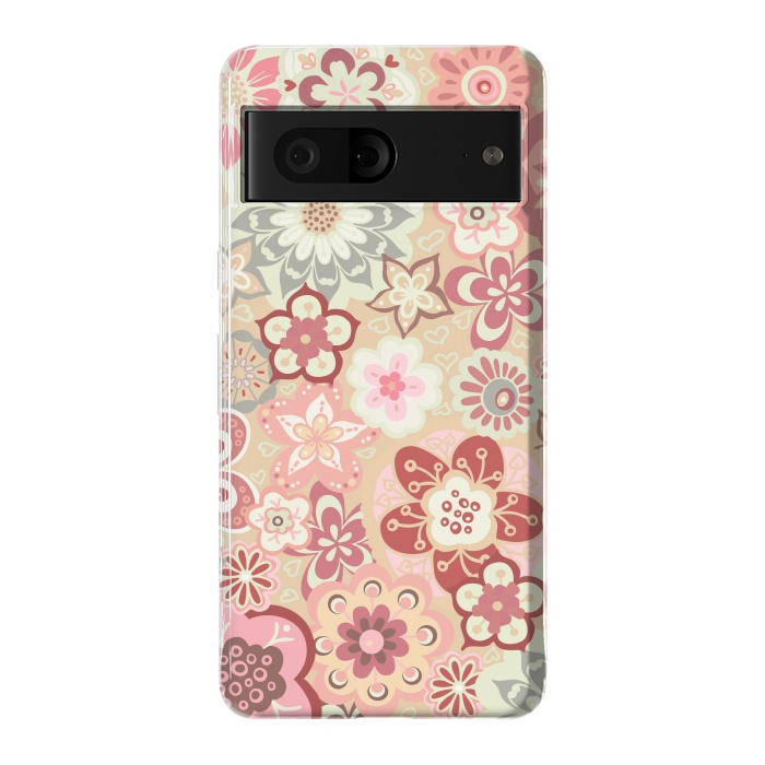 Pixel 7 StrongFit Beautiful Bouquet of Blooms-Beige and Pink by Paula Ohreen